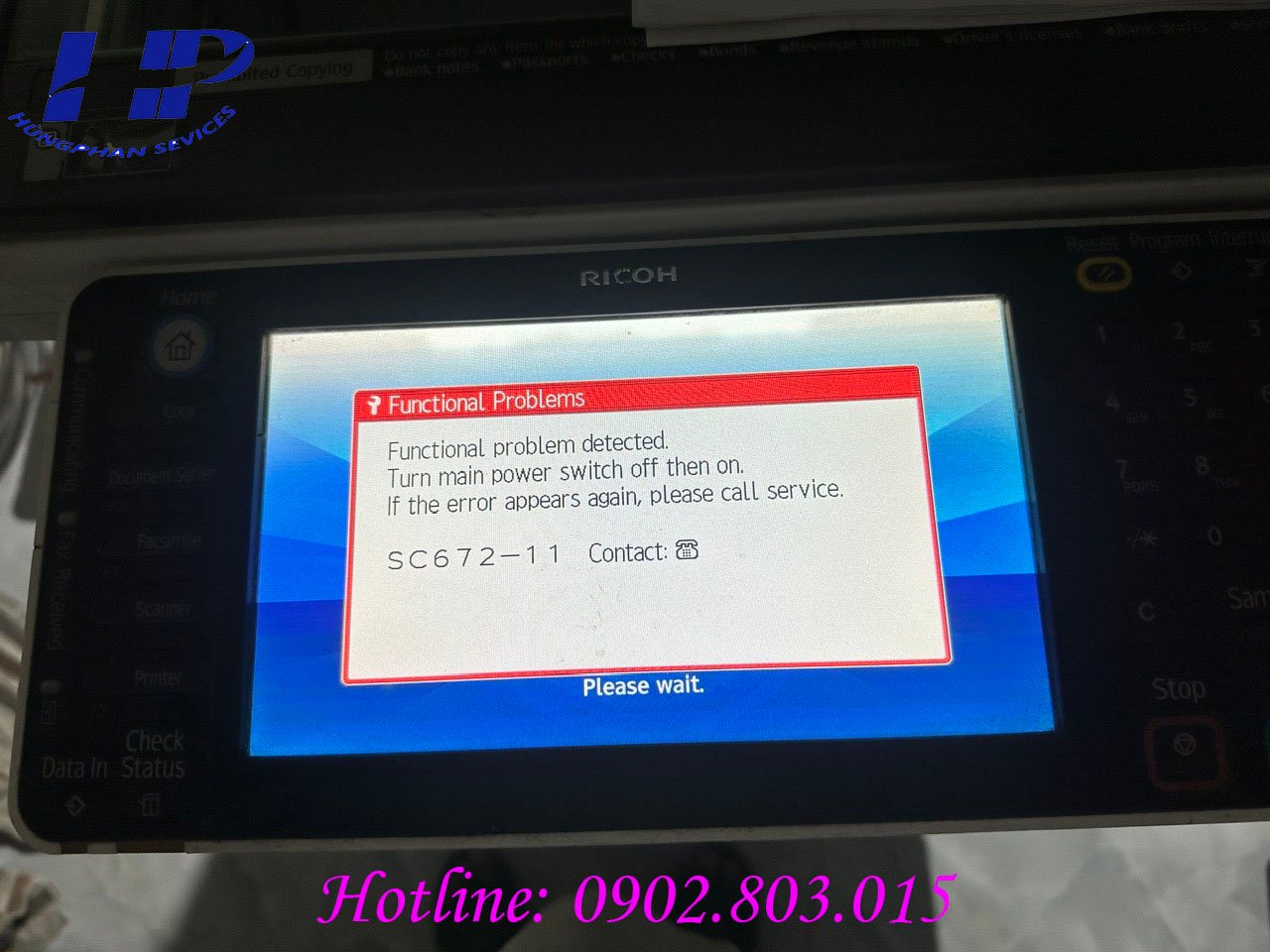 Máy photocopy Ricoh báo lỗi SC672-11