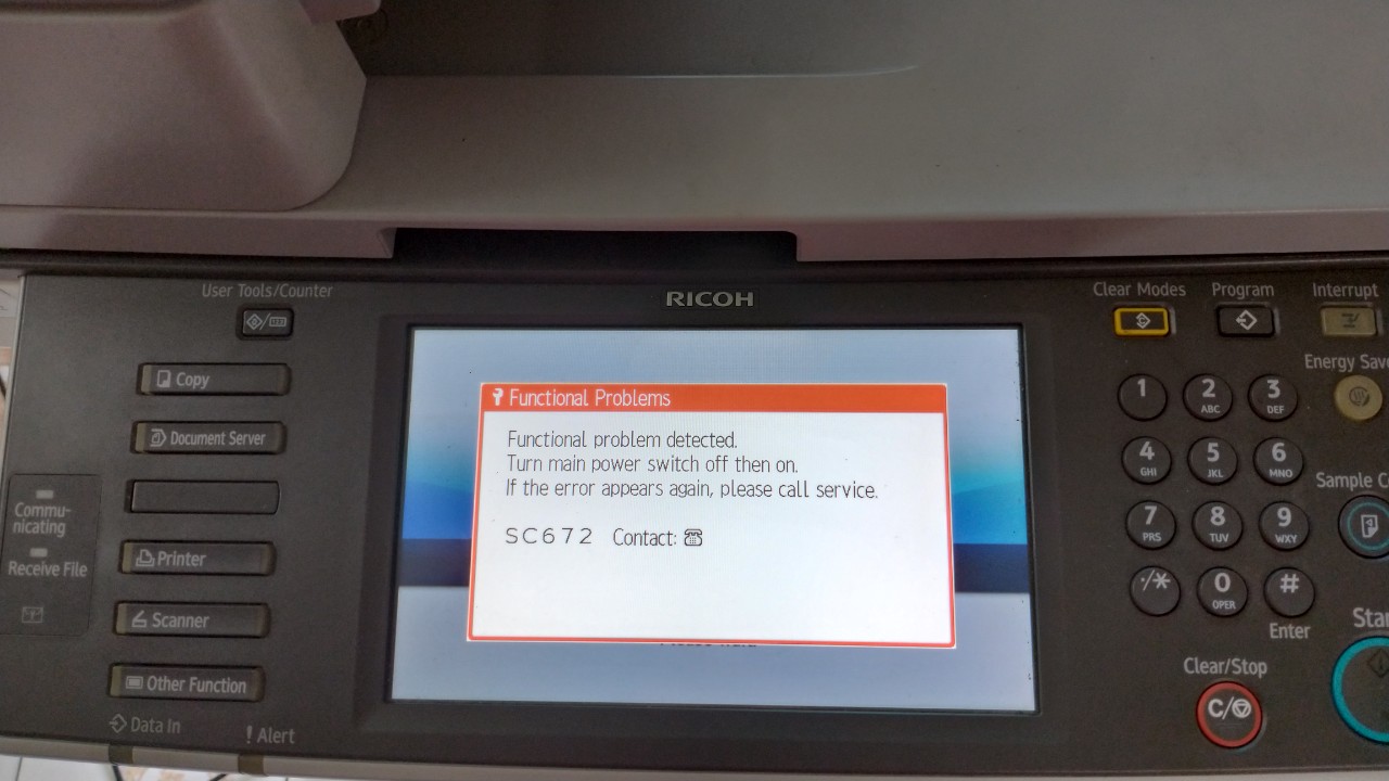 Máy photocopy Ricoh báo lỗi SC-672