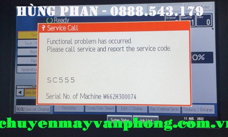 Ricoh 3352 báo lỗi SC-555