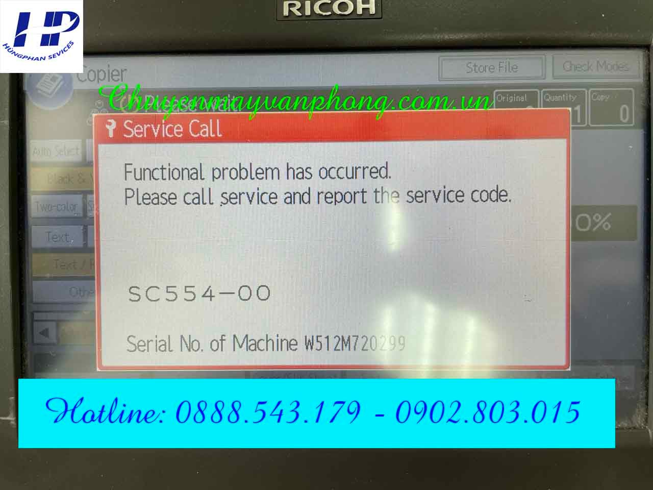 Ricoh C5502 báo lỗi SC554-00