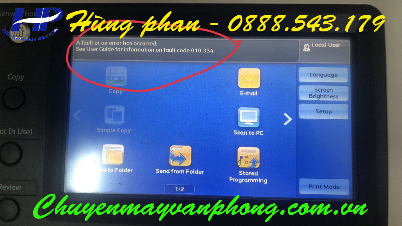 Máy photocopy Fujixerox báo lỗi code 010-334