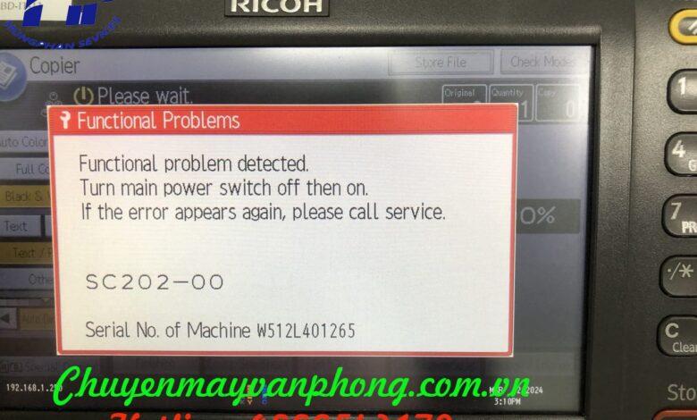 Máy photocopy Ricoh báo lỗi SC202-00