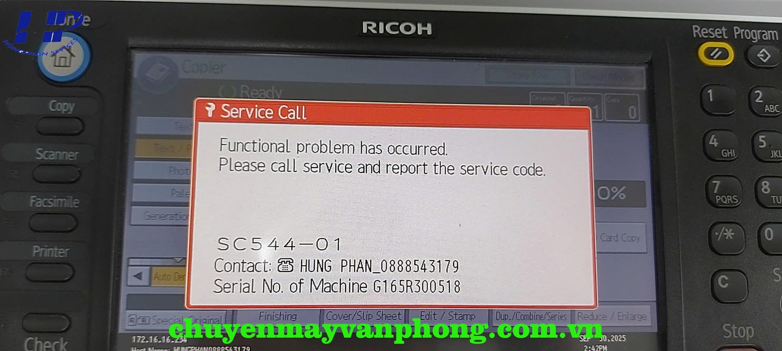 Máy photocopy Ricoh báo lỗi SC 544-01