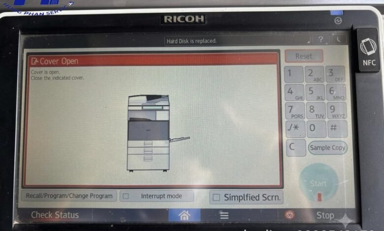 Máy photocopy Ricoh MP5055 báo Cover open
